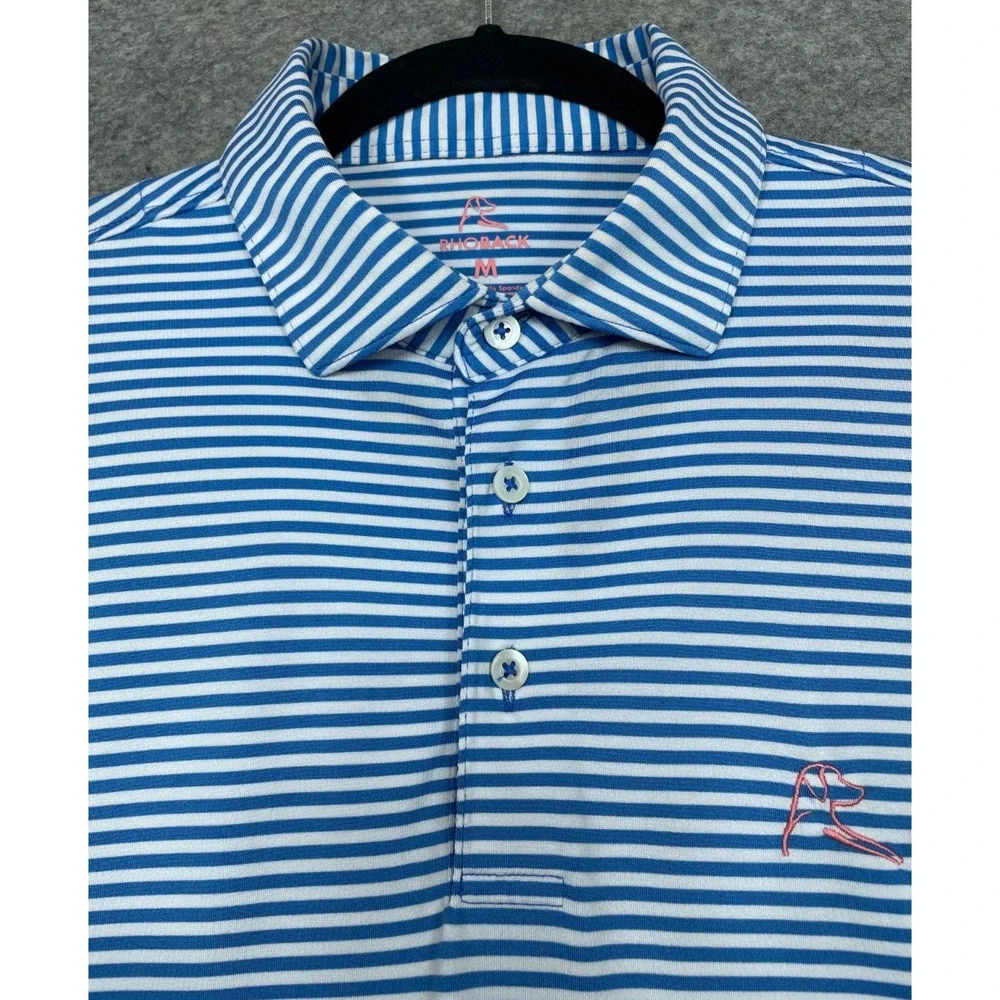Rhoback Striped Polo Shirt Blue White Medium